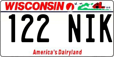 WI license plate 122NIK