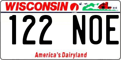 WI license plate 122NOE