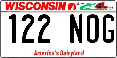 WI license plate 122NOG