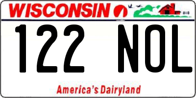 WI license plate 122NOL