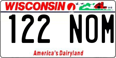 WI license plate 122NOM