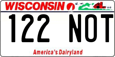 WI license plate 122NOT