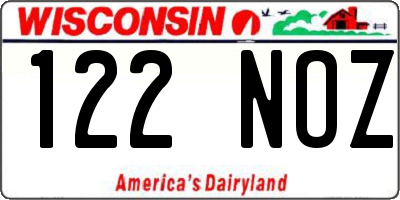 WI license plate 122NOZ