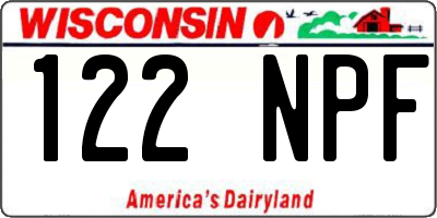 WI license plate 122NPF