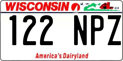 WI license plate 122NPZ