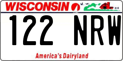 WI license plate 122NRW