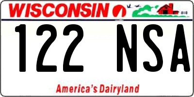 WI license plate 122NSA