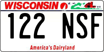 WI license plate 122NSF