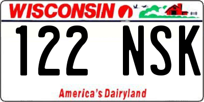 WI license plate 122NSK