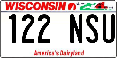 WI license plate 122NSU