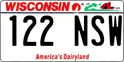 WI license plate 122NSW