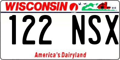 WI license plate 122NSX