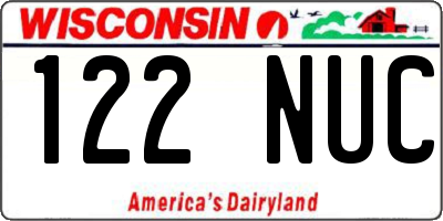 WI license plate 122NUC