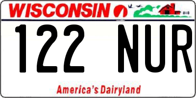 WI license plate 122NUR