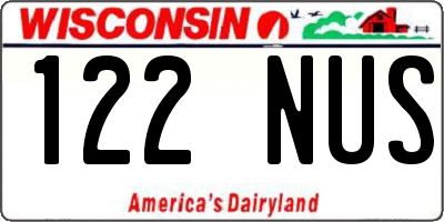WI license plate 122NUS
