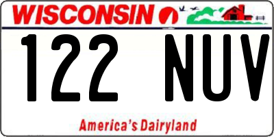WI license plate 122NUV