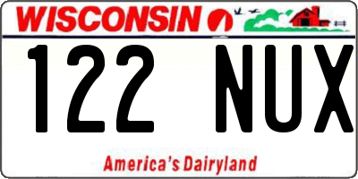WI license plate 122NUX
