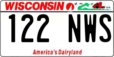 WI license plate 122NWS