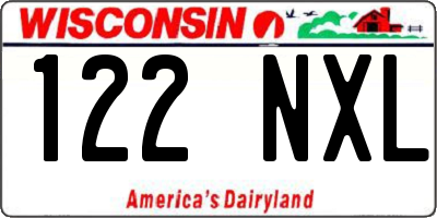 WI license plate 122NXL