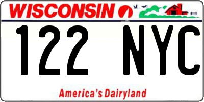 WI license plate 122NYC