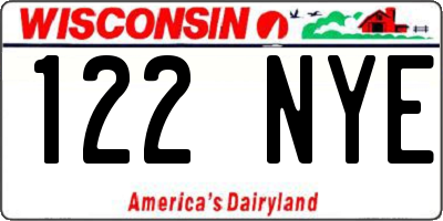 WI license plate 122NYE