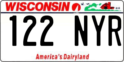 WI license plate 122NYR