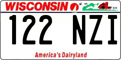 WI license plate 122NZI
