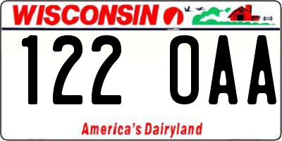 WI license plate 122OAA