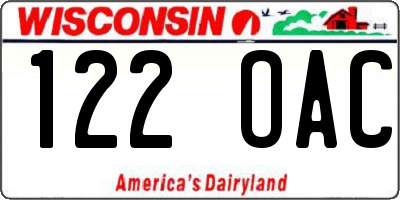 WI license plate 122OAC