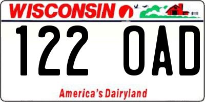 WI license plate 122OAD