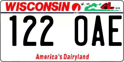 WI license plate 122OAE