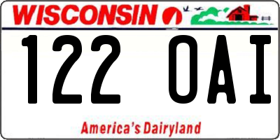 WI license plate 122OAI