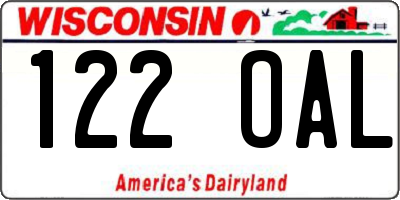 WI license plate 122OAL