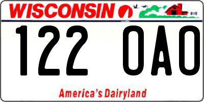 WI license plate 122OAO