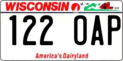 WI license plate 122OAP