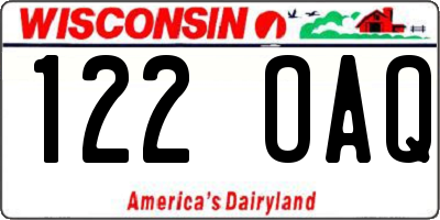 WI license plate 122OAQ