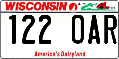 WI license plate 122OAR