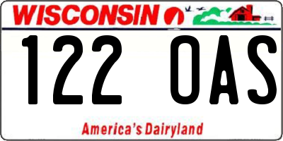 WI license plate 122OAS