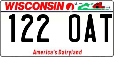 WI license plate 122OAT
