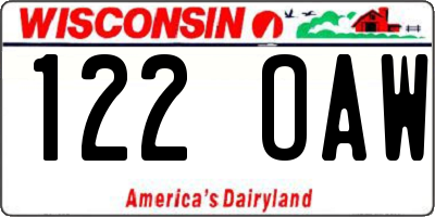WI license plate 122OAW