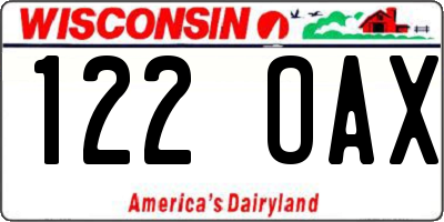 WI license plate 122OAX