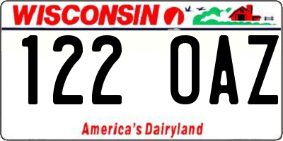 WI license plate 122OAZ