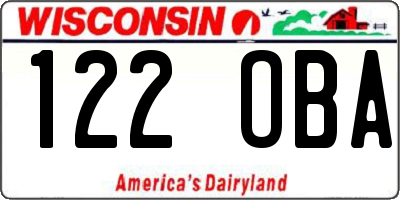 WI license plate 122OBA