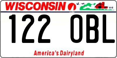 WI license plate 122OBL