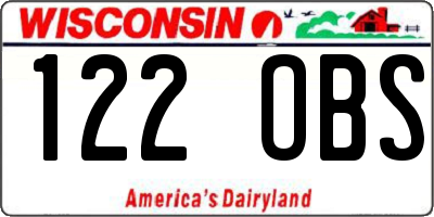 WI license plate 122OBS