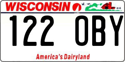 WI license plate 122OBY
