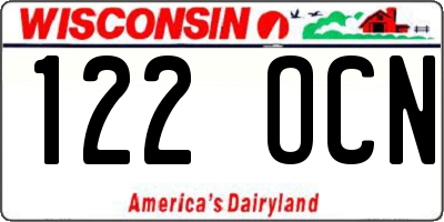 WI license plate 122OCN