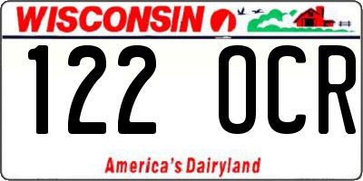 WI license plate 122OCR
