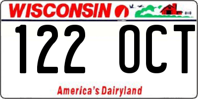 WI license plate 122OCT