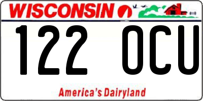 WI license plate 122OCU